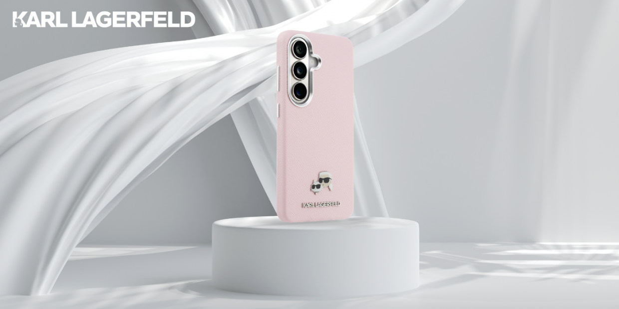 Carcasa Karl Lagerfeld Saffiano KC Metal Logo cu MagSafe compatibila cu Samsung Galaxy S26, Roz 1 Lerato.ro