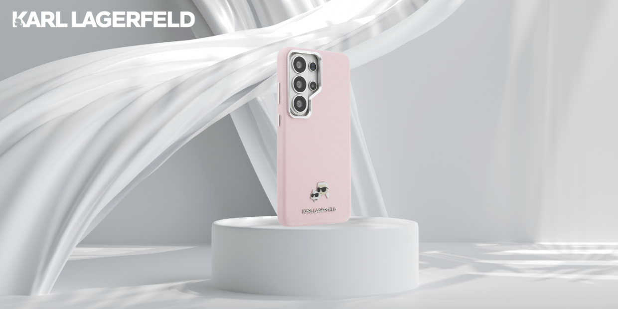 Carcasa Karl Lagerfeld Saffiano KC Metal Logo cu MagSafe compatibila cu Samsung Galaxy S26 Ultra, Roz 1 Lerato.ro