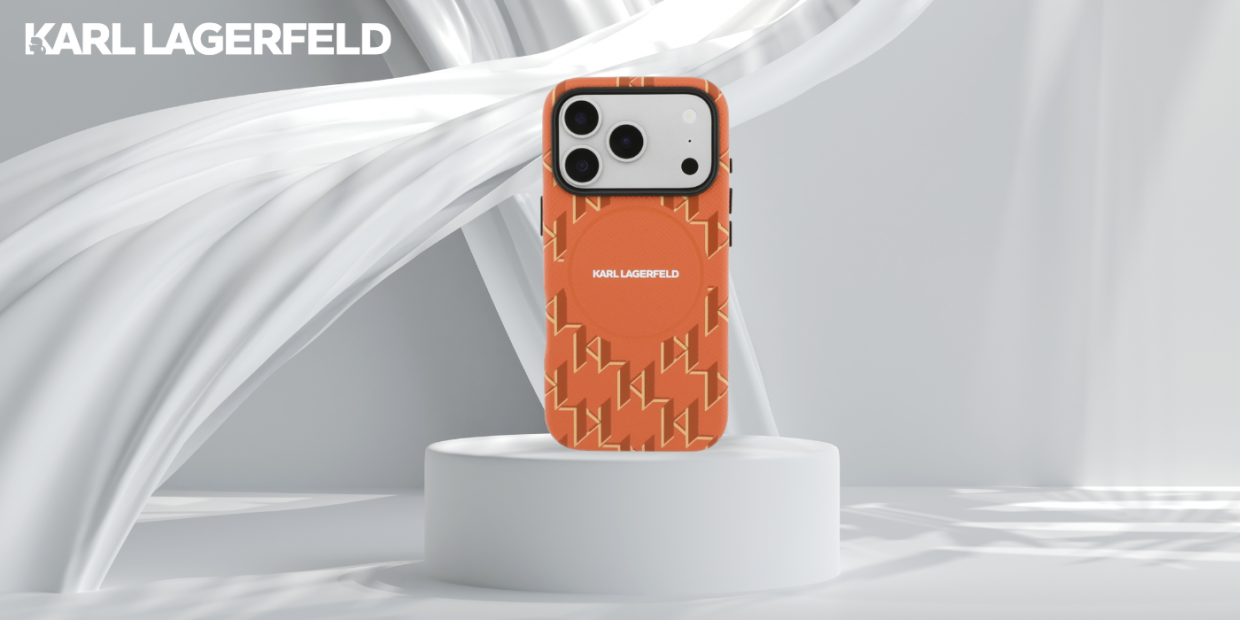 Husa Karl Lagerfeld Monogram Logo cu MagSafe compatibila cu iPhone 17 Pro Max, Portocaliu 1 Lerato.ro