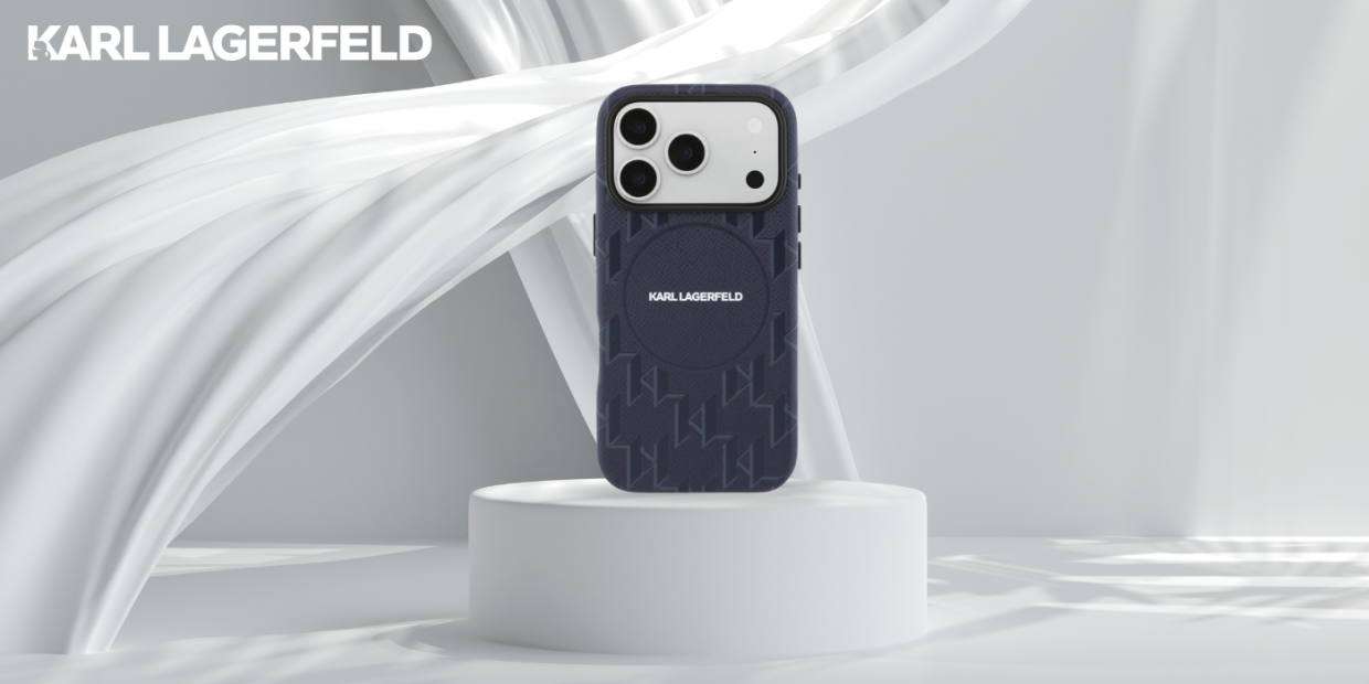 Husa Karl Lagerfeld Monogram Logo cu MagSafe compatibila cu iPhone 17 Pro Max, Albastru 1 Lerato.ro