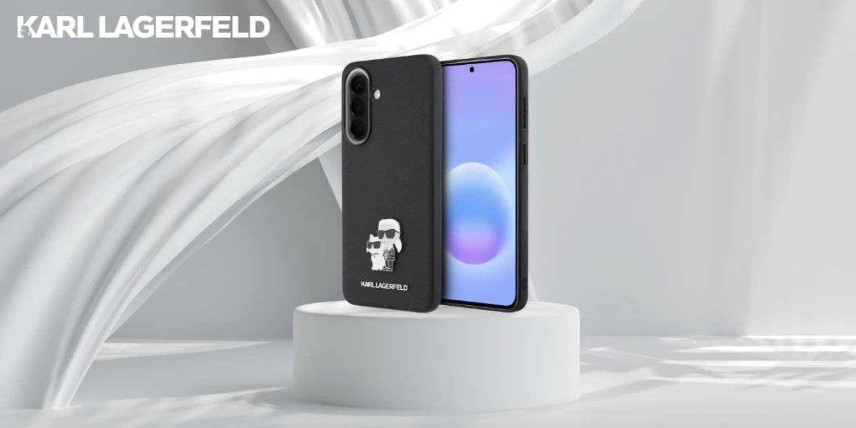 Carcasa Karl Lagerfeld Saffiano Karl and Choupette Metal Logo compatibila cu Samsung Galaxy A37 5G, Negru 1 Lerato.ro
