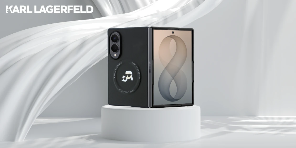Husa Karl Lagerfeld Karl & Choupette Pins cu MagSafe compatibila cu Samsung Galaxy Z Fold 8, Negru 1 Lerato.ro