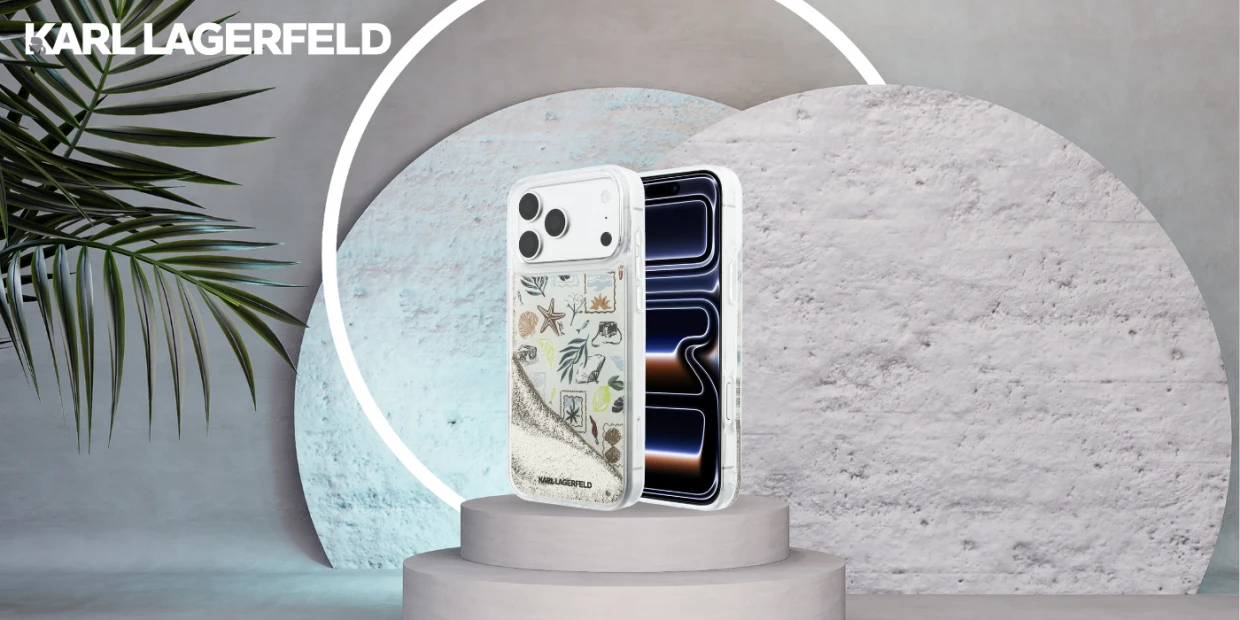 Husa Karl Lagerfeld Liquid Glitter Beach and Sand compatibila cu iPhone 18 Pro Max / 17 Pro Max, Bej 1 Lerato.ro