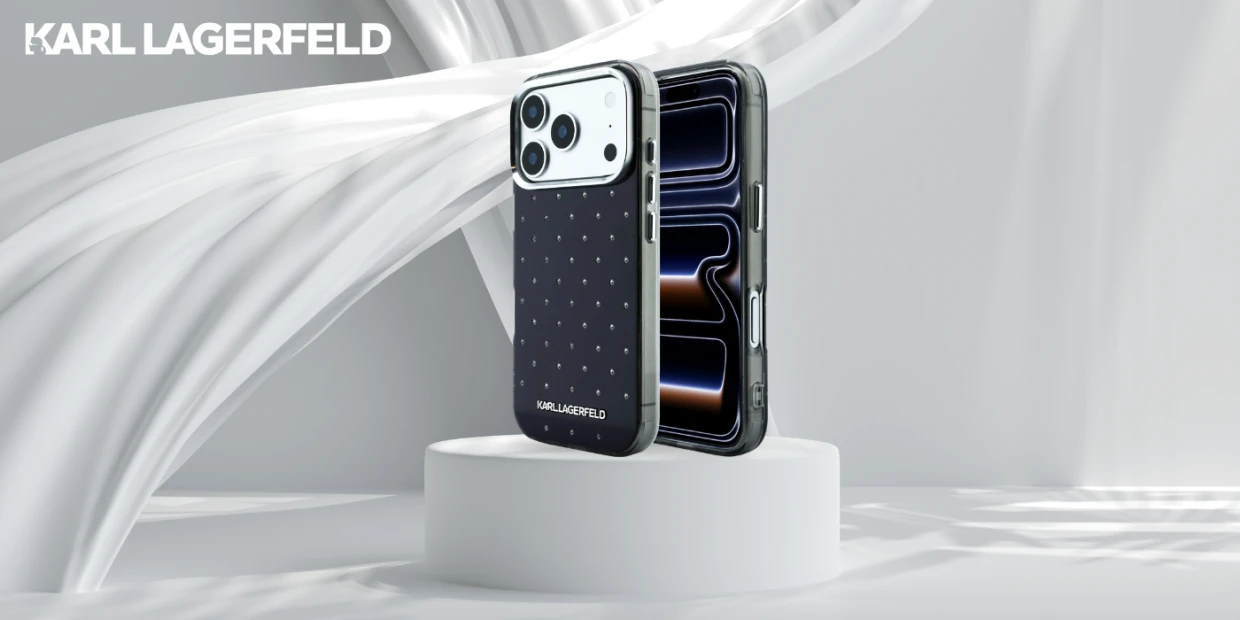 Husa Karl Lagerfeld IML Rhinestones Allover Logo compatibila cu iPhone 18 Pro / 17 Pro, Negru 1 Lerato.ro