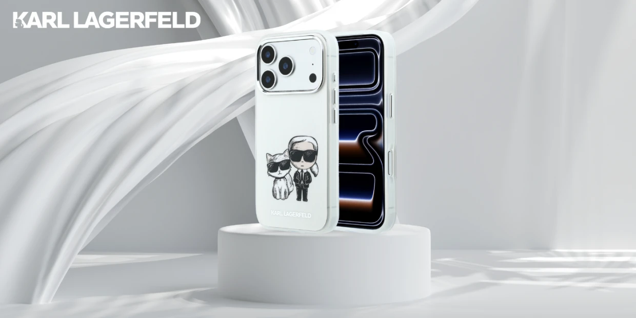 Husa Karl Lagerfeld Smooth Karl and Choupette Bodies Sketch cu MagSafe compatibila cu iPhone 18 Pro / 17 Pro, Bej 1 Lerato.ro