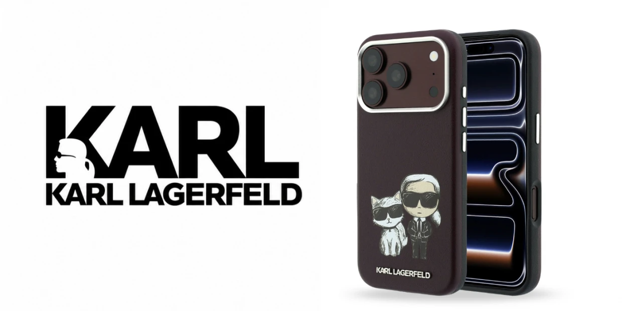 Husa Karl Lagerfeld Smooth Karl and Choupette Bodies Sketch cu MagSafe compatibila cu iPhone 18 Pro / 17 Pro, Burgundy 1 Lerato.ro