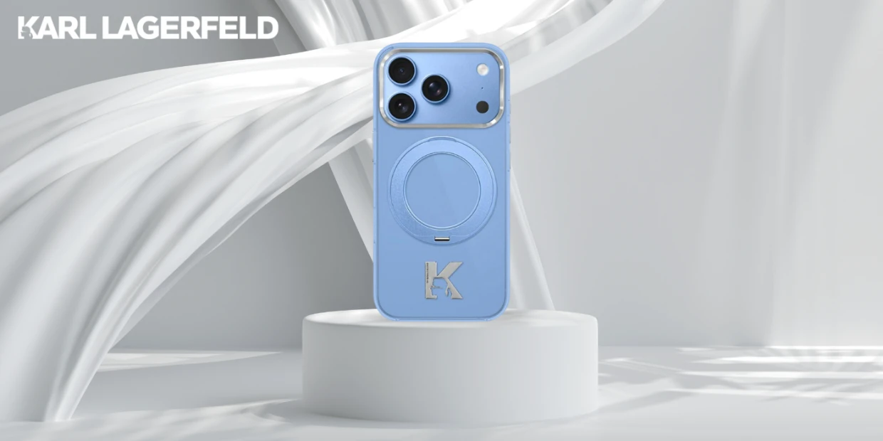 Husa Karl Lagerfeld IML Ring Stand 360 Kameo cu MagSafe compatibila cu iPhone 18 Pro / 17 Pro, Albastru 1 Lerato.ro