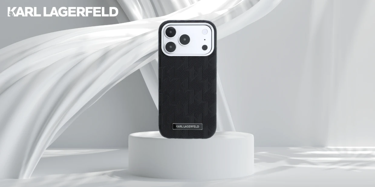 Husa Karl Lagerfeld Grained Mono Resin Logo cu MagSafe compatibila cu iPhone 18 Pro / 17 Pro, Negru 1 Lerato.ro