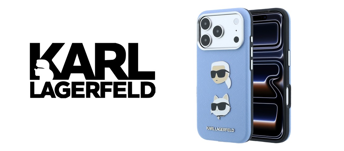 Husa Karl Lagerfeld Saffiano Karl and Choupette Heads Pins and Logo compatibila cu iPhone 18 Pro Max / 17 Pro Max, Albastru 1 Lerato.ro
