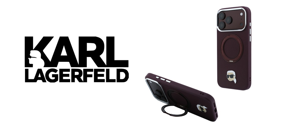 Husa Karl Lagerfeld Ring Stand 360 Karl Head Pin cu MagSafe compatibila cu iPhone 18 Pro / 17 Pro, Burgundy 1 Lerato.ro