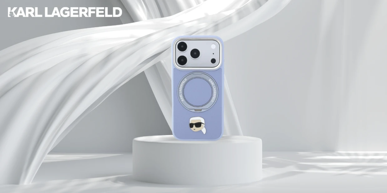Husa Karl Lagerfeld Ring Stand 360 Karl Head Pin cu MagSafe compatibila cu iPhone 18 Pro / 17 Pro, Albastru 1 Lerato.ro