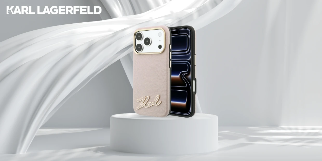 Husa Karl Lagerfeld Grained Resin Signature Logo cu MagSafe compatibila cu iPhone 18 Pro / 17 Pro, Roz 1 Lerato.ro