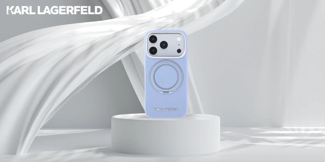 Husa Karl Lagerfeld Ring Stand 360 Saffiano Classic Logo cu MagSafe compatibila cu iPhone 18 Pro Max / 17 Pro Max, Albastru 1 Lerato.ro