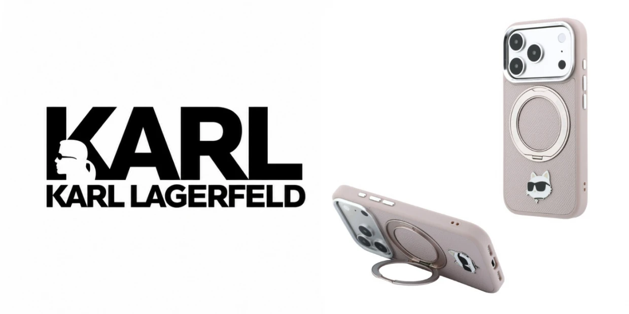 Husa Karl Lagerfeld Ring Stand 360 Karl and Choupette Heads Pin cu MagSafe compatibila cu iPhone 18 Pro Max / 17 Pro Max, Roz 1 Lerato.ro