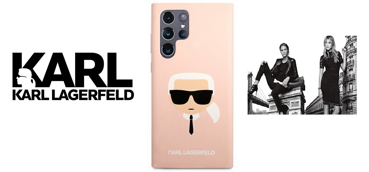 Husa Karl Lagerfeld KLHCS22LSLKHPI compatibila cu Samsung Galaxy S22 Ultra, Silicone Karl`s Head, Roz 1 Lerato.ro
