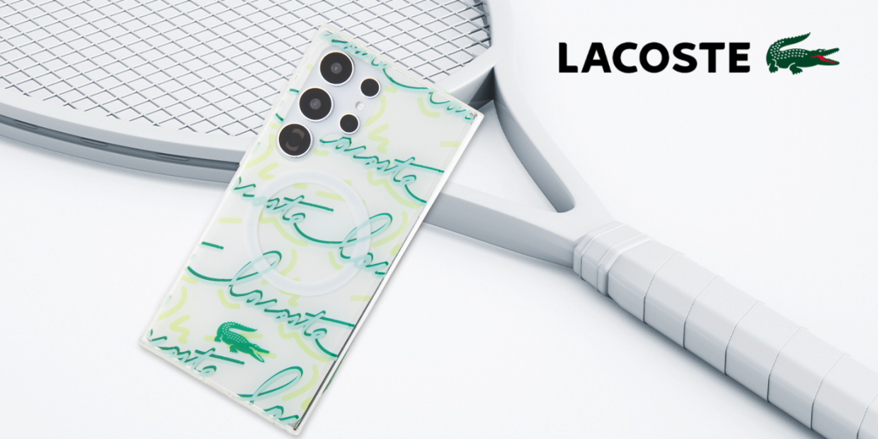 Carcasa Lacoste Logo Script cu MagSafe compatibila cu Samsung Galaxy S24 Ultra, Alb 1 Lerato.ro