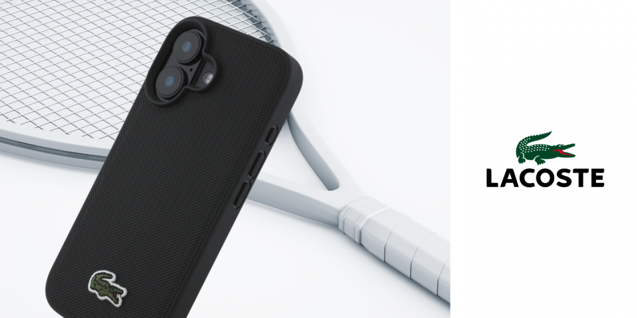 Carcasa Lacoste Iconic Petit Pique Woven cu MagSafe compatibila cu iPhone 16, Cablu USB-C la USB-C 1.5m inclus in pachet, Negru 1 Lerato.ro