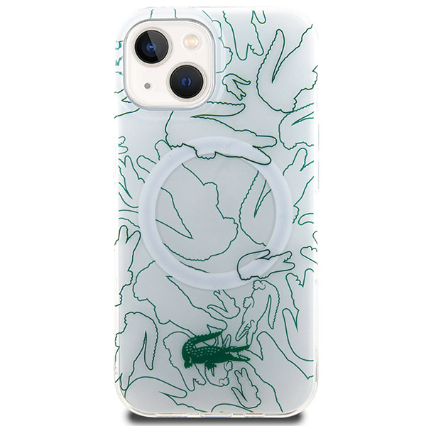 Carcasa Lacoste Double Layer Repeat cu MagSafe compatibila cu iPhone 15 / 14 / 13, Alb 1 Lerato.ro