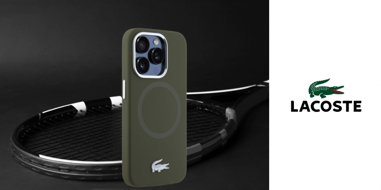 Carcasa Lacoste Silicone Croco Logo cu MagSafe compatibila cu iPhone 15 Pro Max, Khaki 1 Lerato.ro