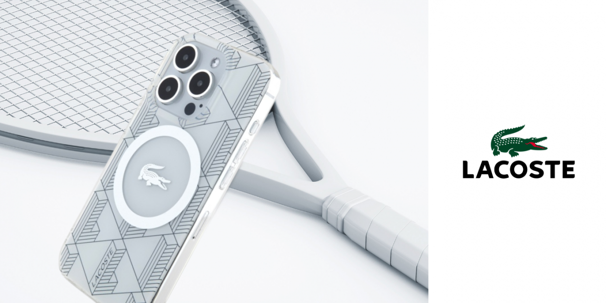 Carcasa Lacoste IML Blend Monogram cu MagSafe compatibila cu iPhone 15 Pro Max, Alb 1 Lerato.ro