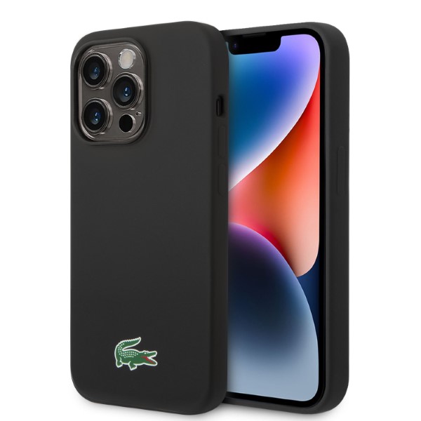 Carcasa Lacoste Silicone Croc Logo cu MagSafe compatibila cu iPhone 14 Pro Max, Negru 1 Lerato.ro