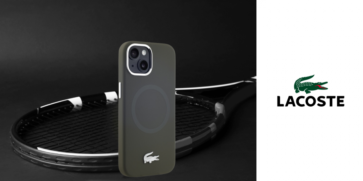 Carcasa Lacoste Silicone Croco Logo cu MagSafe compatibila cu iPhone 15 / 14 / 13, Khaki 1 Lerato.ro