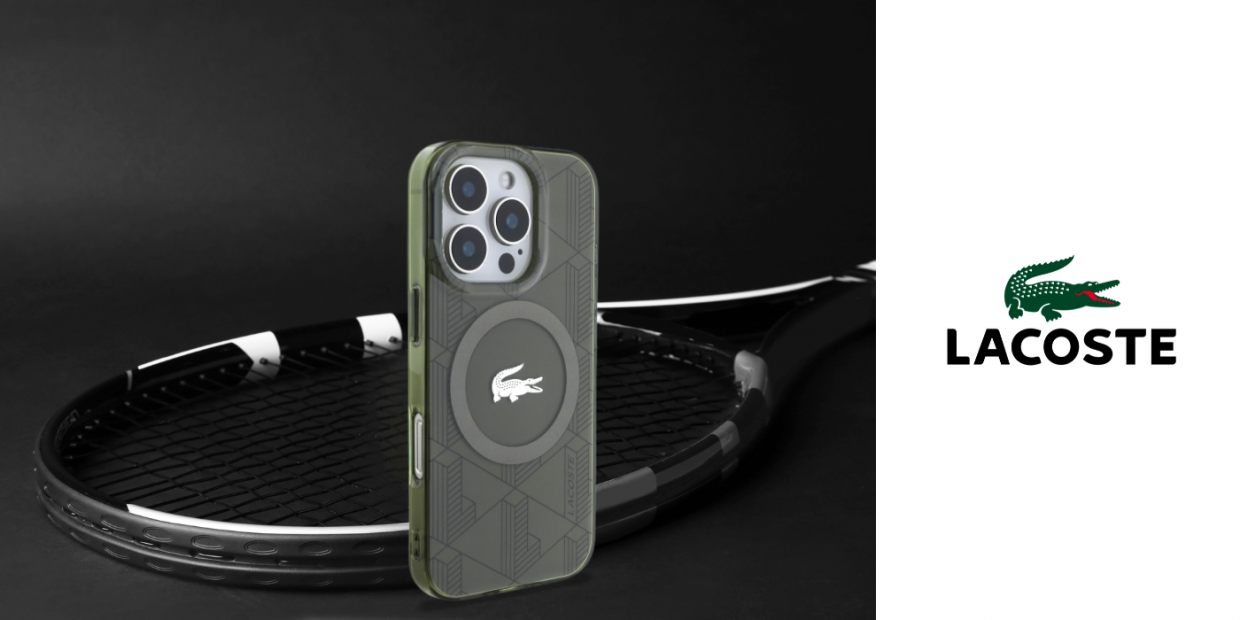 Carcasa Lacoste IML Blend Monogram cu MagSafe compatibila cu iPhone 16 Pro, Khaki 1 Lerato.ro