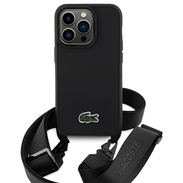 Carcasa Lacoste Iconic Petit Pique Crossbody compatibila cu iPhone 15 / 14 / 13, Negru 1 Lerato.ro