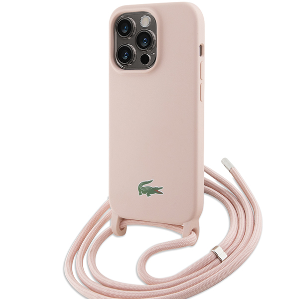 Carcasa Lacoste Silicone Cord compatibila cu iPhone 15 Pro Max, Roz 1 Lerato.ro