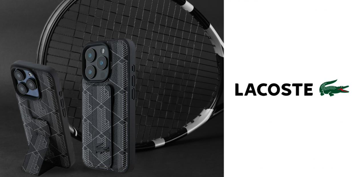 Carcasa Lacoste Grip Stand Mono compatibila cu iPhone 16 Pro, Negru 1 Lerato.ro