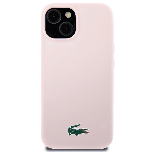 Carcasa Lacoste Silicone Croc Logo cu MagSafe compatibila cu iPhone 15 / 14 / 13, Roz 1 Lerato.ro