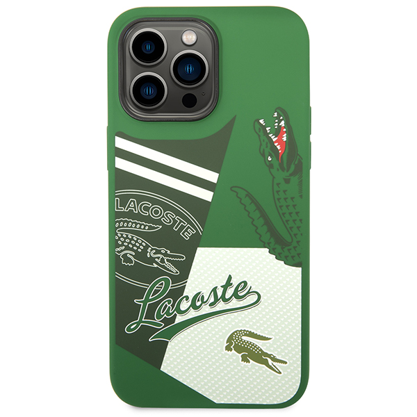 Carcasa Lacoste Silicone Patchwork compatibila cu iPhone 14 Pro, Verde 1 Lerato.ro