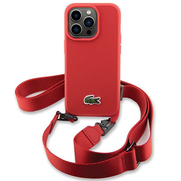 Carcasa Lacoste Iconic Petit Pique Crossbody compatibila cu iPhone 14 Pro, Rosu 1 Lerato.ro