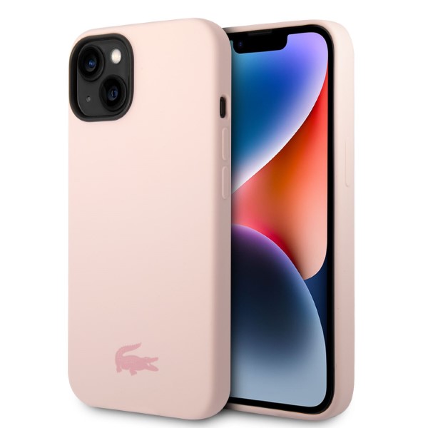 Carcasa Lacoste Silicone Plain compatibila cu iPhone 15 Plus / 14 Plus, Roz 1 Lerato.ro