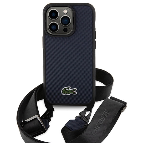 Carcasa Lacoste Iconic Petit Pique Crossbody compatibila cu iPhone 15 Pro, Navy Blue 1 Lerato.ro