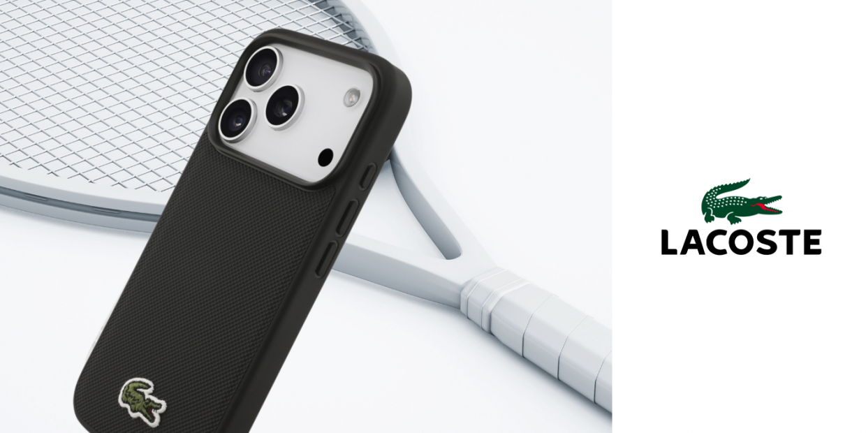 Carcasa Lacoste Iconic Petit Pique Woven Logo cu MagSafe compatibila cu iPhone 17 Pro, Negru 1 Lerato.ro
