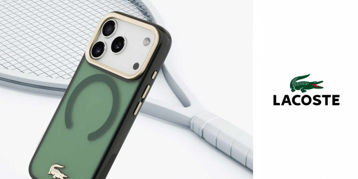 Carcasa Lacoste Shockproof Transparent Frosted Gold Logo cu MagSafe compatibila cu iPhone 17 Pro, Verde 1 Lerato.ro