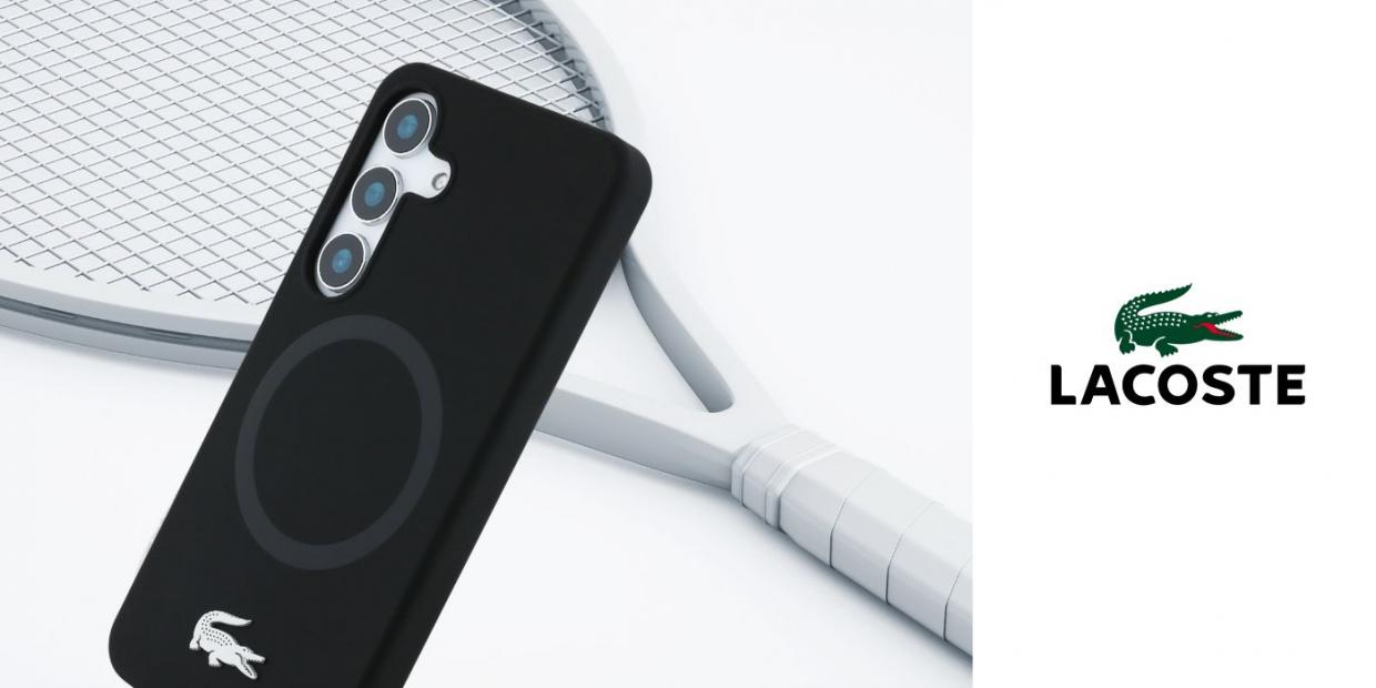 Carcasa Lacoste Silicone Microfiber Silver Croc Logo cu MagSafe compatibila cu Samsung Galaxy S25, Negru 1 Lerato.ro