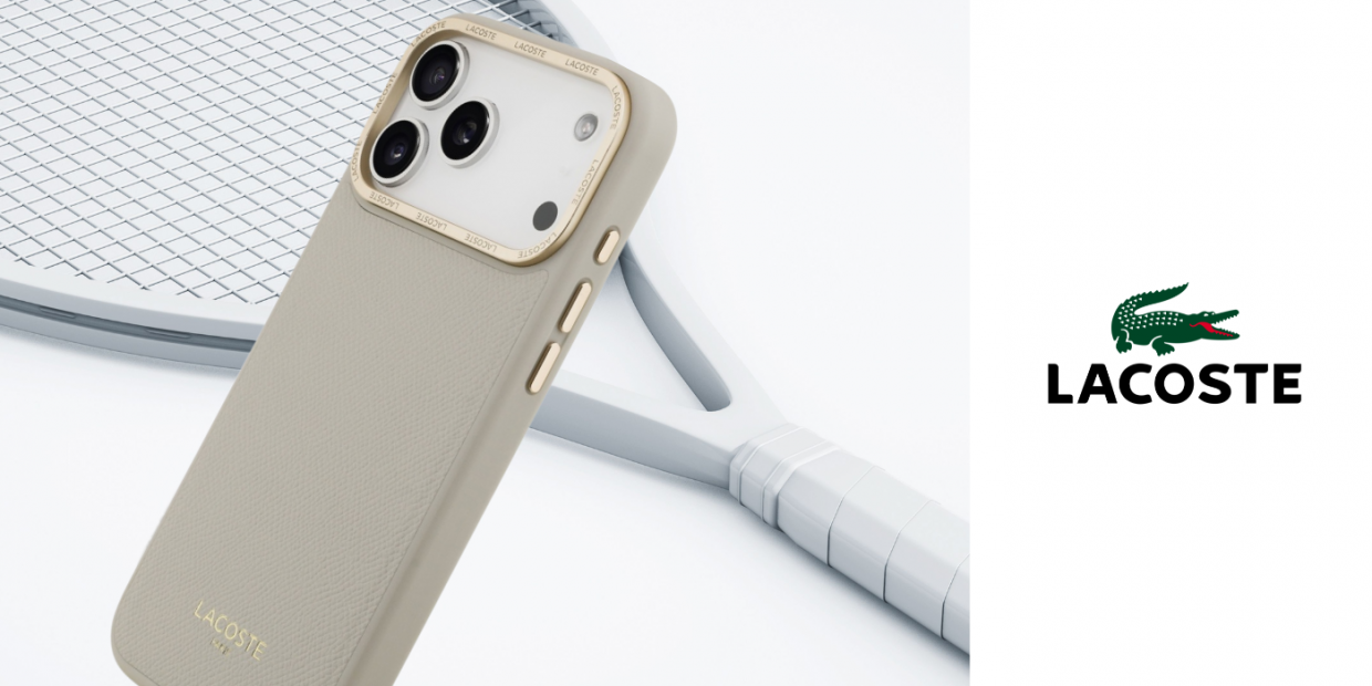 Carcasa Lacoste Champs Elysees Gold Logo cu MagSafe compatibila cu iPhone 17 Pro Max, Gri 1 Lerato.ro
