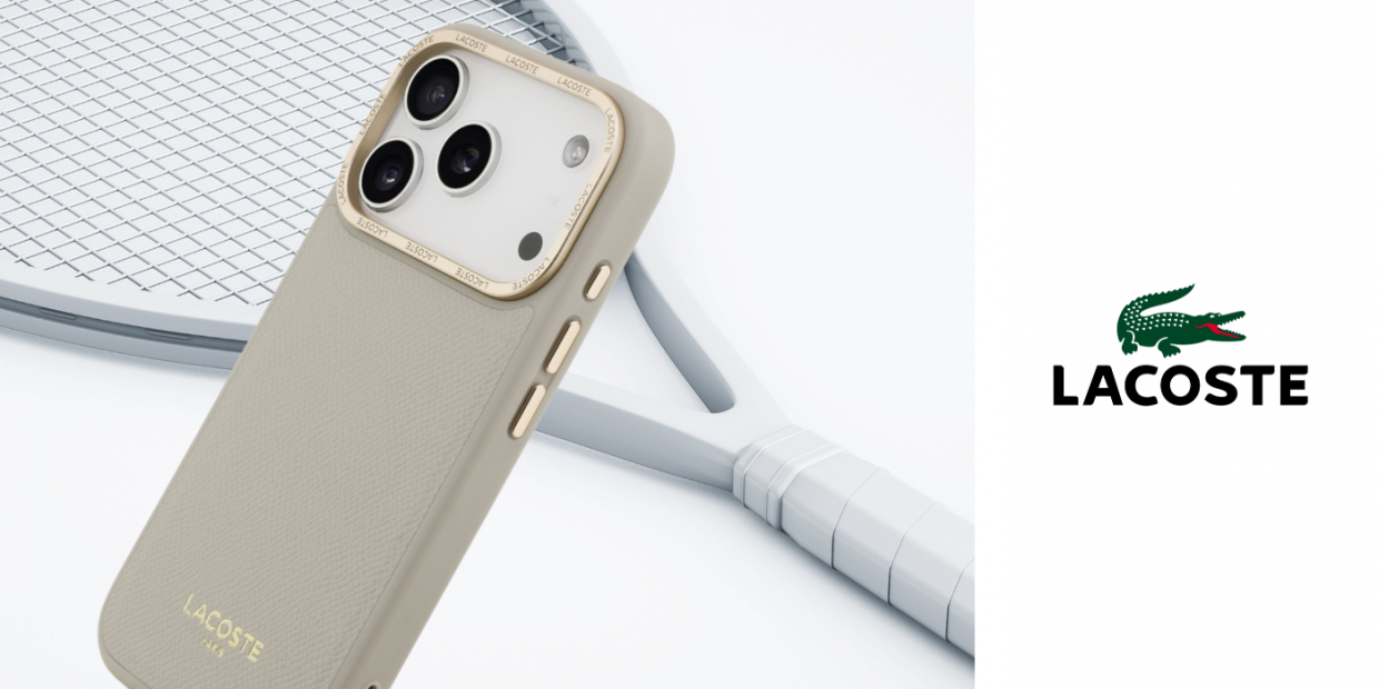 Carcasa Lacoste Champs Elysees Gold Logo cu MagSafe compatibila cu iPhone 17 Pro, Gri 1 Lerato.ro