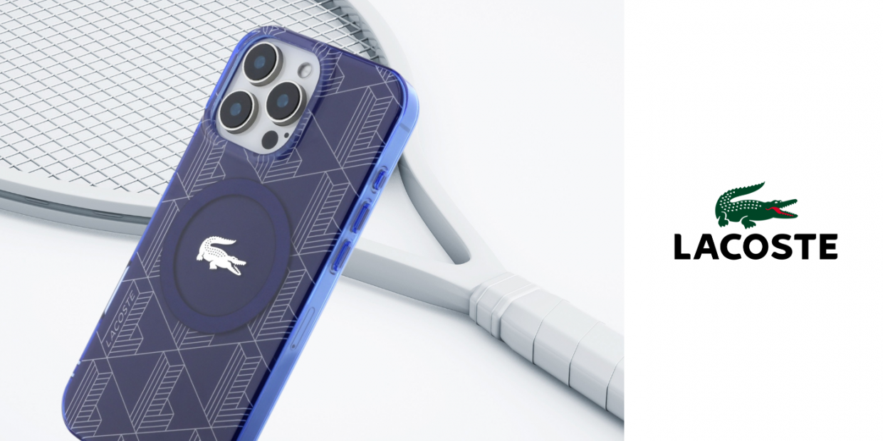 Carcasa Lacoste HC IML Monogram Silver Croc Logo cu MagSafe compatibila cu iPhone 16 Pro, Navy Blue 1 Lerato.ro