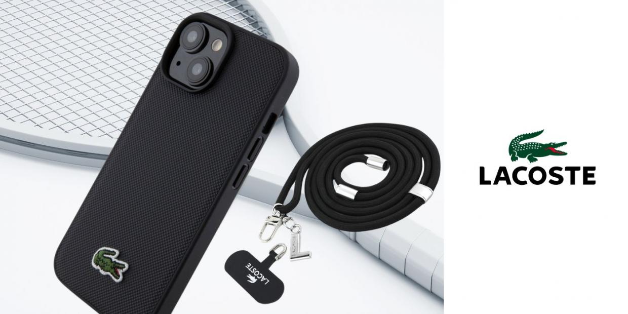 Carcasa Lacoste Iconic Petit Pique Crossbody Cord cu MagSafe compatibila cu iPhone 15 / 14 / 13, Black 1 Lerato.ro