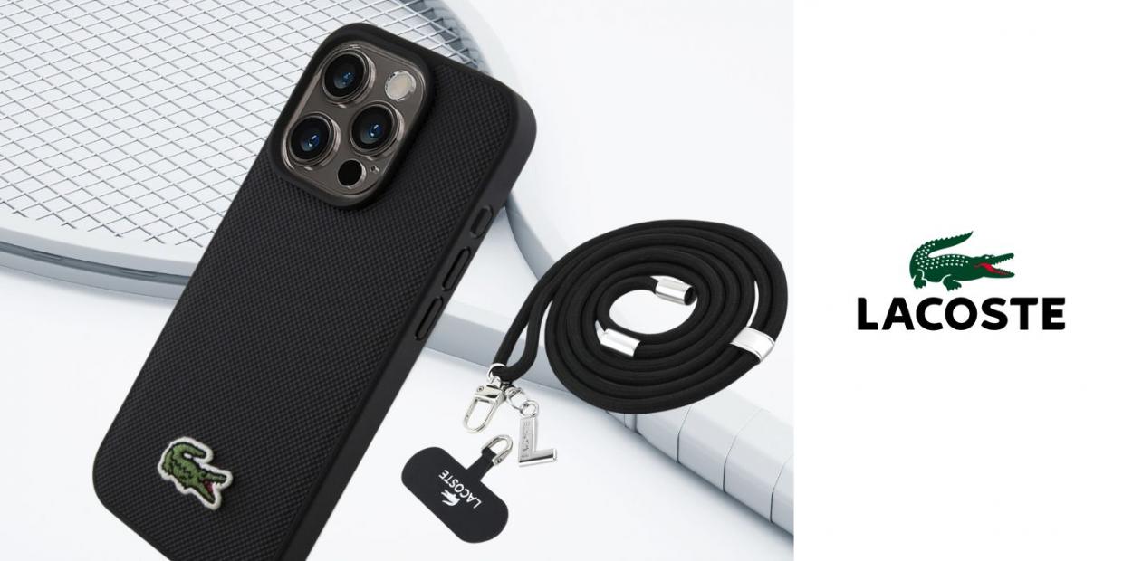 Carcasa Lacoste Iconic Petit Pique Crossbody cu MagSafe compatibila cu iPhone 15 Pro, Negru 1 Lerato.ro