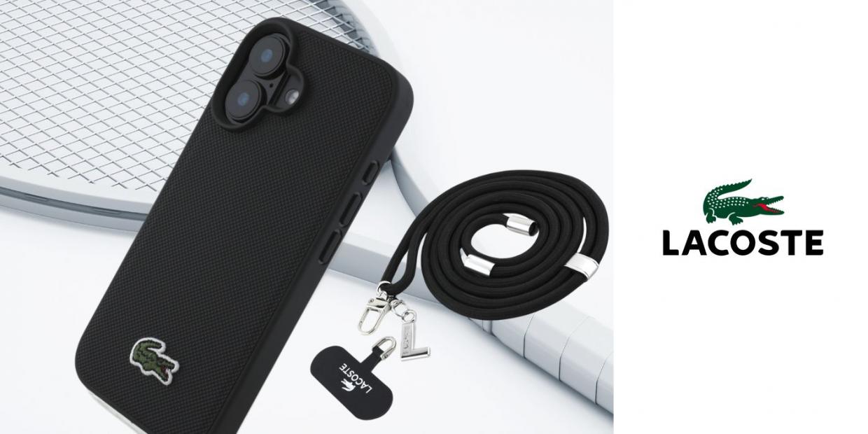 Carcasa Lacoste Iconic Petit Pique Crossbody Cord cu MagSafe compatibila cu iPhone 16, Negru 1 Lerato.ro