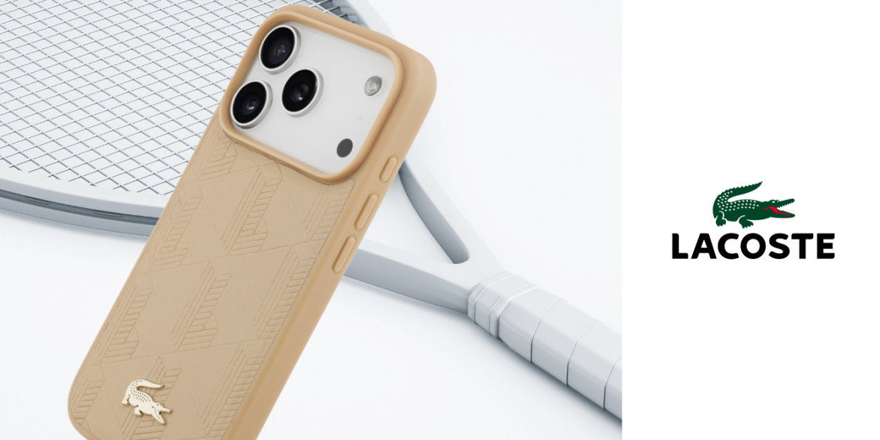 Carcasa Lacoste Nomograme Gold Logo cu MagSafe compatibila cu iPhone 17 Pro, Bej 1 Lerato.ro