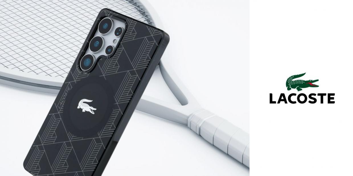 Carcasa Lacoste Monogram Silver Croc Logo cu MagSafe compatibila cu Samsung Galaxy S25 Ultra, Negru 1 Lerato.ro