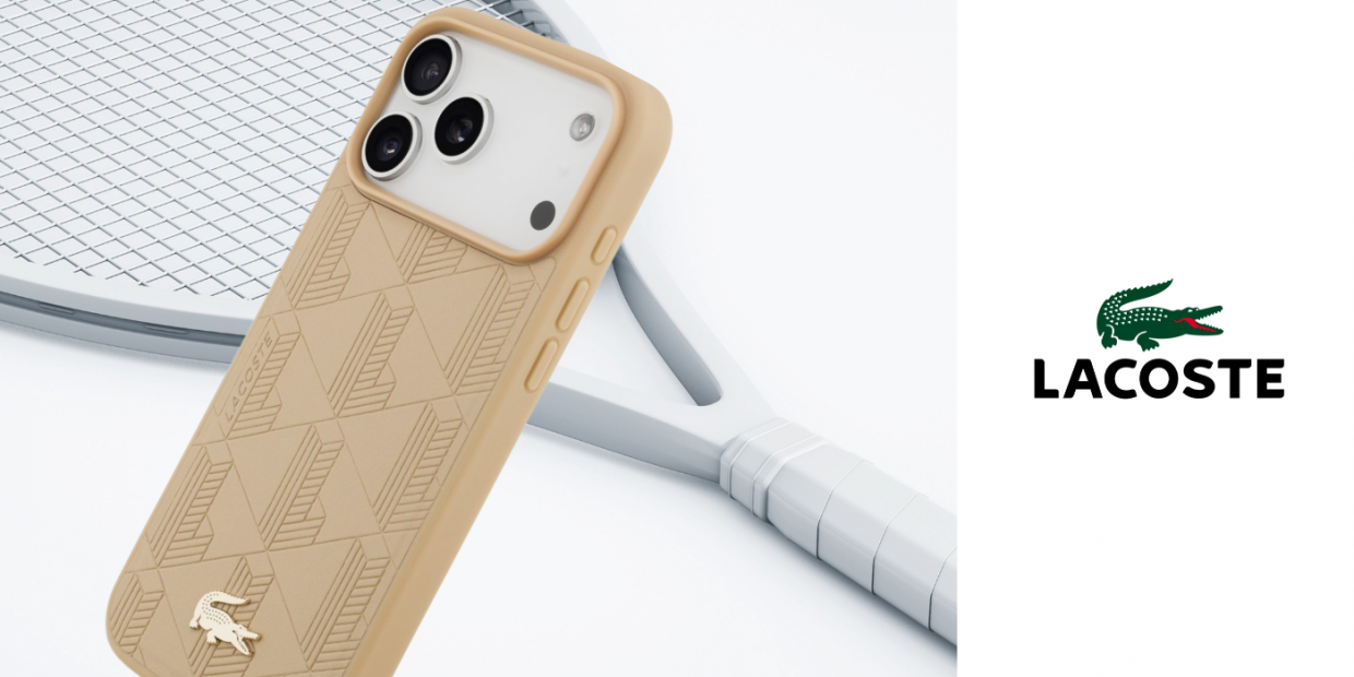 Carcasa Lacoste Nomograme Gold Logo cu MagSafe compatibila cu iPhone 17 Pro Max, Bej 1 Lerato.ro