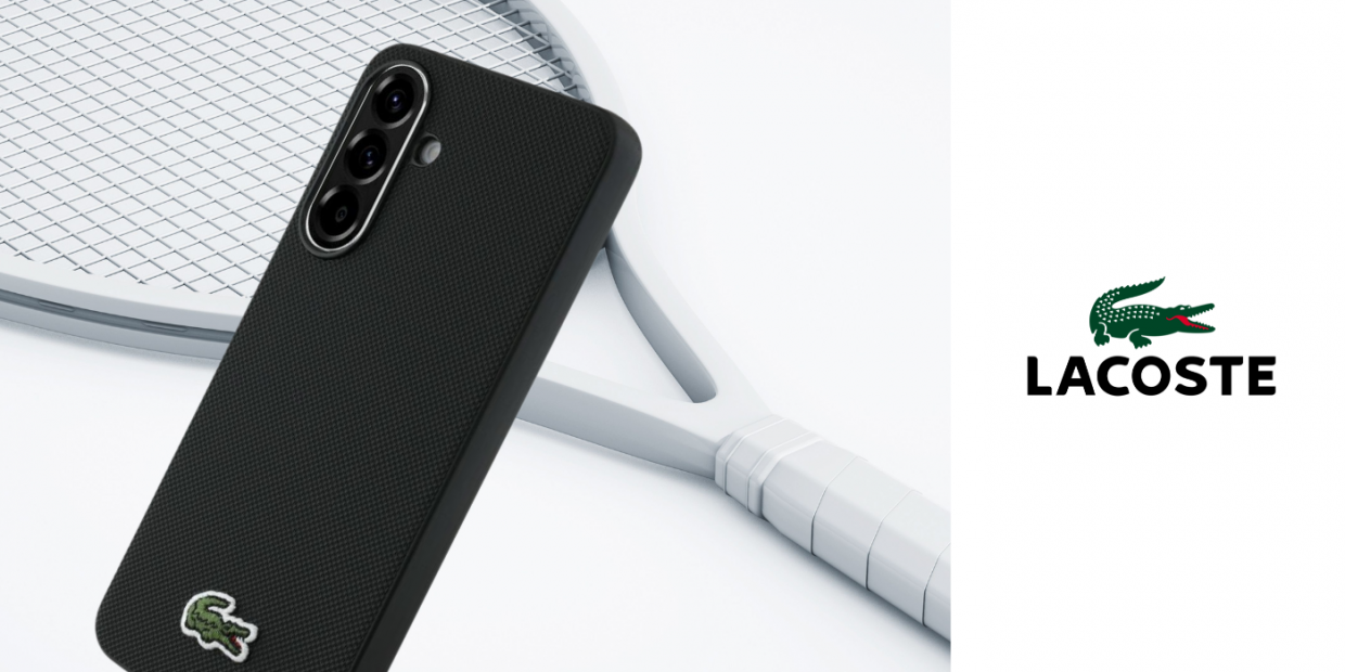 Carcasa Lacoste Iconic Petit Pique Woven Logo cu MagSafe compatibila cu Samsung Galaxy A56, Negru 1 Lerato.ro