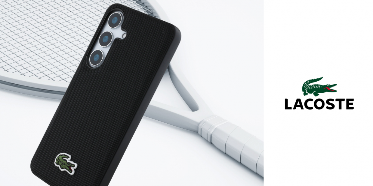 Carcasa Lacoste Iconic Petit Pique Woven Logo cu MagSafe compatibila cu Samsung Galaxy S25, Negru 1 Lerato.ro