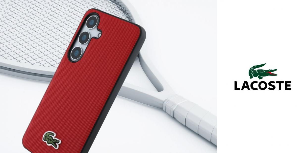 Carcasa Lacoste Iconic Petit Pique Woven Logo cu MagSafe compatibila cu Samsung Galaxy S25, Rosu 1 Lerato.ro